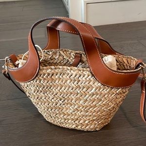 Mango Straw basket crossbody bag